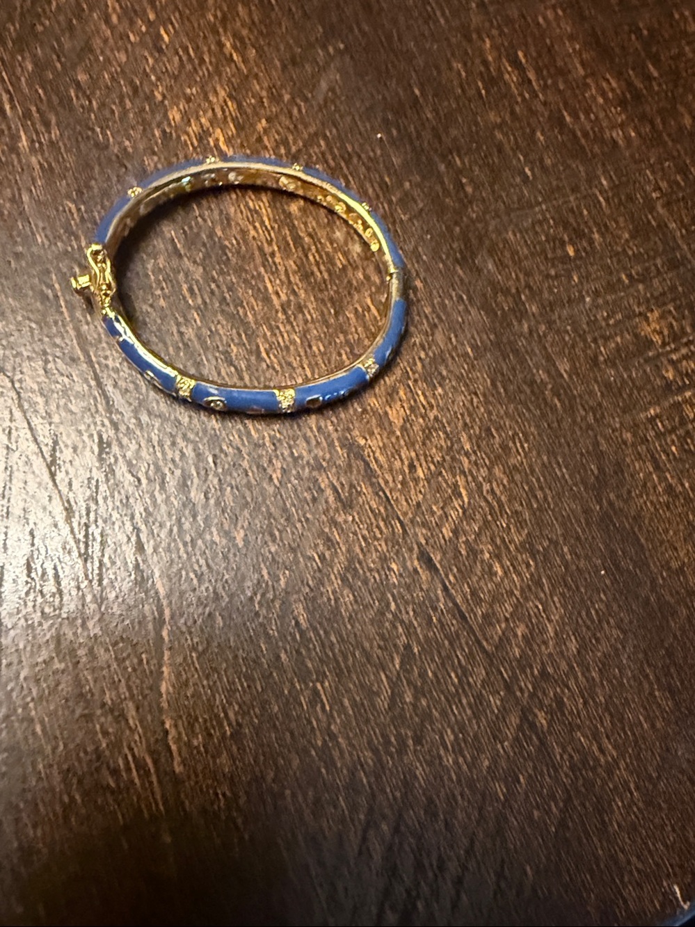 Freida Rothman Blue Enamel Gold Hinged Baby Bangle NIB